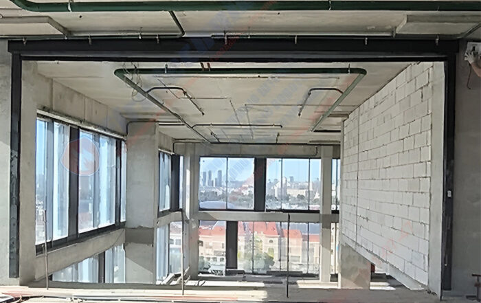 Штора рулонная автоматическая FireTechnics EI 180. Короб standart, направляющие и отсекающая шина premium